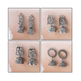 Silver Shine  Oxidised Wedding  Traditional jhumki Earring For Women Girl Set 4 - Silver