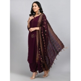 Desinoor - Wine Straight Georgette Women''s Stitched Salwar Suit ( Pack of 1 ) - None