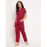 Clovia - Maroon Cotton Womens Nightwear Nightsuit Sets ( Pack of 1 ) - None