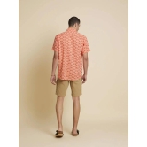 Peach Orange Scooter Printed Shirt-S