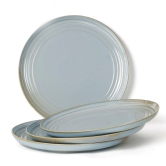 Handcrafted Chip Resistance Porcelain Quarter Plates, Side, Snacks, Pasta Plates 4 Pieces, Microwave and Dishwasher Safe, Small Plate Set for Dining and Gifting, Set of 4, Arctic Blue