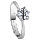 SILVERSHINE Silverplated Elegant LOVE Solitaire His and Her Adjustable proposal Diamond couple ring For Men And Women Jewellery - None