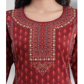 Meher Impex - Maroon Crepe Womens Straight Kurti ( Pack of 1 ) - 3XL