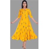 Smien - Yellow Rayon Womens Anarkali Kurti ( Pack of 1 ) - None