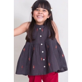 Girls Charcoal leaf Top Set 4Y