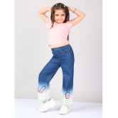 Naughty Ninos Girls Ombre washed Blue Denim Embroidered Pants - None