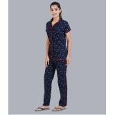 Sathiyas - Navy Cotton Womens Nightwear Nightsuit Sets ( Pack of 1 ) - None