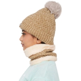 PENYAN Girls Beige Woollen Caps For Winter ( Pack of 1 ) - Beige