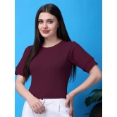 Self Design Round Neck Short Sleeves Cotton Top