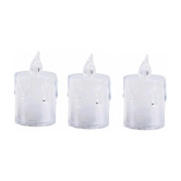 TINUMS - Off White LED Tea Light Candle 8 cm ( Pack of 3 )