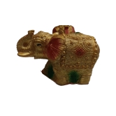 HandCrafted Fabric Un-Breakable | A Pair of Golden Elephants ShowPiece For Home Decor |Office|