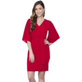 Addyvero Cotton Lycra Red Bodycon Dress - Single - L