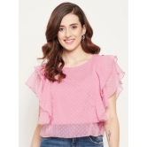 Women Red Ruffles Georgette Crop Top