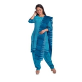 Blue Cotton Salwar Suit Fabric with Cotton Dupatta