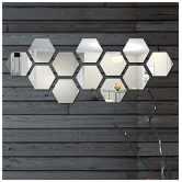 12 Hexagon Silver Mirror Stickers For Wall