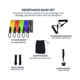 Resistance Band set of 11 pcs include Door Anchor, Ankle Straps, Handles, Stackable Exercise Band for Resistance training, Home Workout - Multi Color