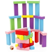 THRIFTKART-51PCS ,Colors Wooden Standard Competition Domino Children Early Educational Toys - Multi Colour