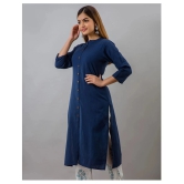 Doriya - Blue Cotton Blend Womens Front Slit Kurti - XL