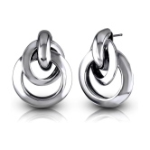 VIVASTRI Silver Hoops Earrings ( Pack of 1 ) - Silver