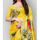 Anand - Yellow Georgette Saree With Blouse Piece ( Pack of 1 ) - Yellow