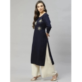 HIGHLIGHT FASHION EXPORT - Navy Blue Cotton Womens Straight Kurti ( Pack of 1 ) - None