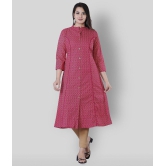 Glorious - Pink Cotton Women's Front Slit Kurti ( Pack of 1 ) - L