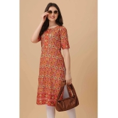 Glomee - Orange Crepe Womens Straight Kurti ( Pack of 1 ) - None