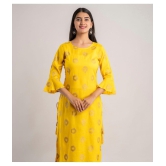 MAUKA - Yellow Rayon Women's Straight Kurti ( Pack of 1 ) - None