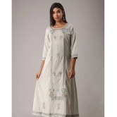 MAUKA - Silver Cotton Womens Flared Kurti ( Pack of 1 ) - None