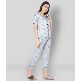 Smarty Pants - Light Grey Satin Womens Nightwear Nightsuit Sets ( Pack of 1 ) - L