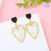 Heart Gold & Pearl Earrings