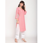 Queenley - Peach Cotton Women's Straight Kurti ( Pack of 1 ) - L