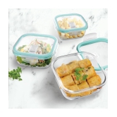 Treo By Milton Hi Borosilicate Clip Fresh Square Container, Set of 2, 800 ml, 1200 ml, Transparent