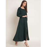 Curvydrobe Crepe Solid Ankle Length Women's Side Slit Dress - Green ( Pack of 1 ) - None