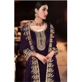 Lorenvelley Fashion Purple Velvet Salwar Suit Material Embroidered