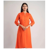 MAUKA - Orange Rayon Womens Front Slit Kurti ( Pack of 1 ) - None