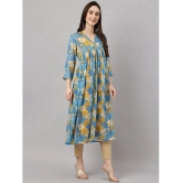 Janasya Chiffon Printed Flared Womens Kurti - Blue ( Pack of 1 ) - None