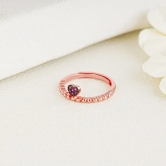 Rose Gold Red Hearts Ring