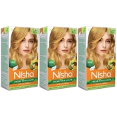 Nisha Creme Hair Color 8.1 Golden Blonde 120g Pack of 3, Permanent Hair Colour for Women & Men, Long Lasting Hair Color