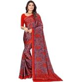 LEELAVATI - Red Crepe Saree With Blouse Piece ( Pack of 1 ) - Red