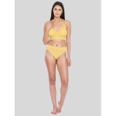 ILRASO - Yellow Poly Cotton Women's Bra & Panty Set ( Pack of 1 ) - None