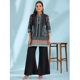 Juniper Cotton Printed Straight Womens Kurti - Black ( Pack of 1 ) - None