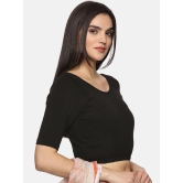 Women Back Printed Stretchable Blouse U012-Black / 2-XLarge