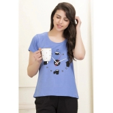 Clovia Cotton Night T-Shirt - Blue - None