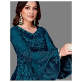 Apnisha Teal Flared Net Womens Semi Stitched Ethnic Gown ( Pack of 1 ) - None