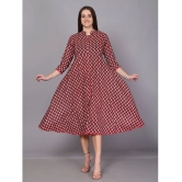 HIGHLIGHT FASHION EXPORT Cotton Blend Printed Midi Womens A-line Dress - Maroon ( Pack of 1 ) - None