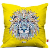 Indigifts Small Cushion Pillow for Sofa Lion Animal Print Yellow (12X12 Inches, With Filler) | Quirky Home Decor Fancy Soft Pillows for Chair