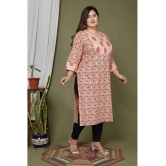 Swasti Cotton Blend Printed Straight Womens Kurti - Peach ( Pack of 1 ) - None