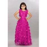 A TO Z CART Fluorescent Pink Net Girls Gown ( Pack of 1 ) - None