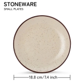 Reactive Handpainted Premium Ceramic 4 Small Plates | Quarter Plates | Stoneware | Microwave and Dishwasher Safe | Pack of 4 | Beige Speckeld